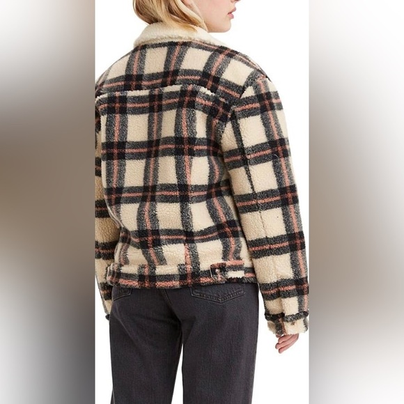 Levi’s|Ex boyfriend plaid Sherpa trucker jacket with collar•••Size medium,Cute! - Picture 2 of 15